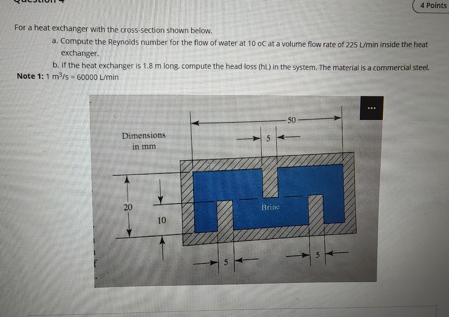 4 Points For a heat exchanger with the cross -