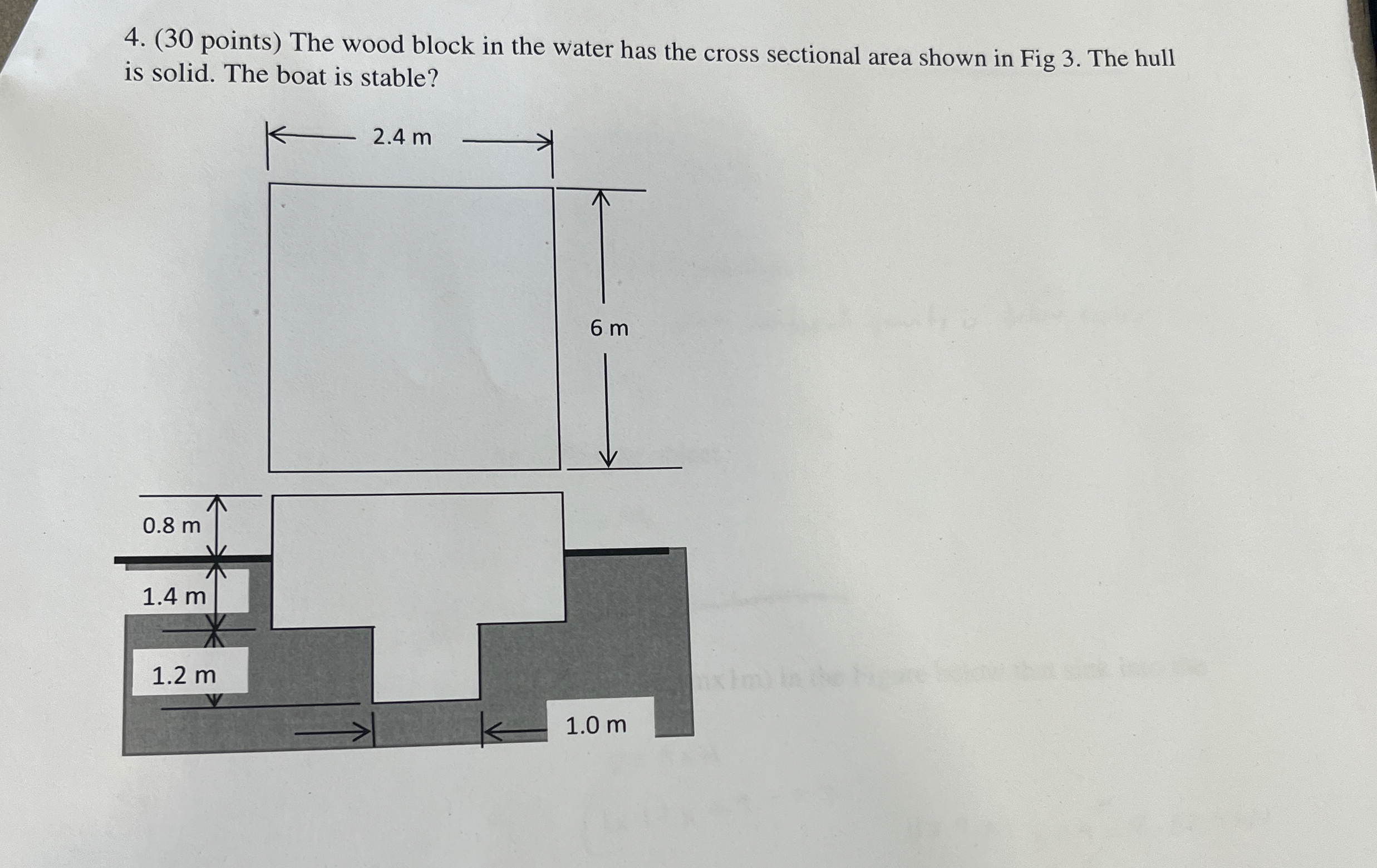 ( 3 0 points ) The wood block in the water has
