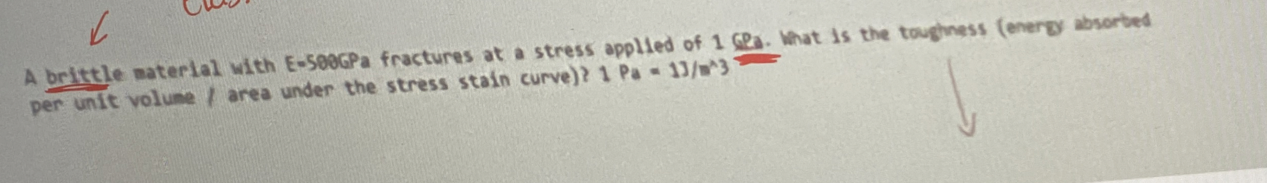 A brittle materlal with E - S 0 0 GPa fractures