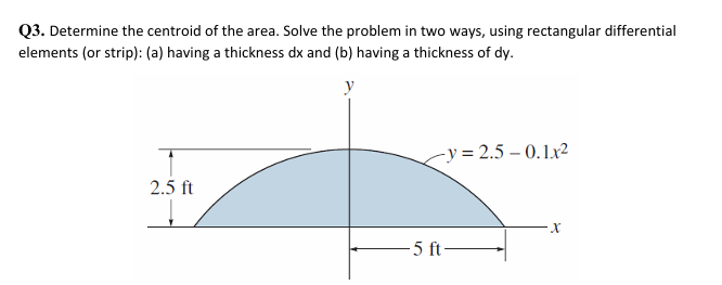 Q 3 . Determine the centroid of the area. Solve
