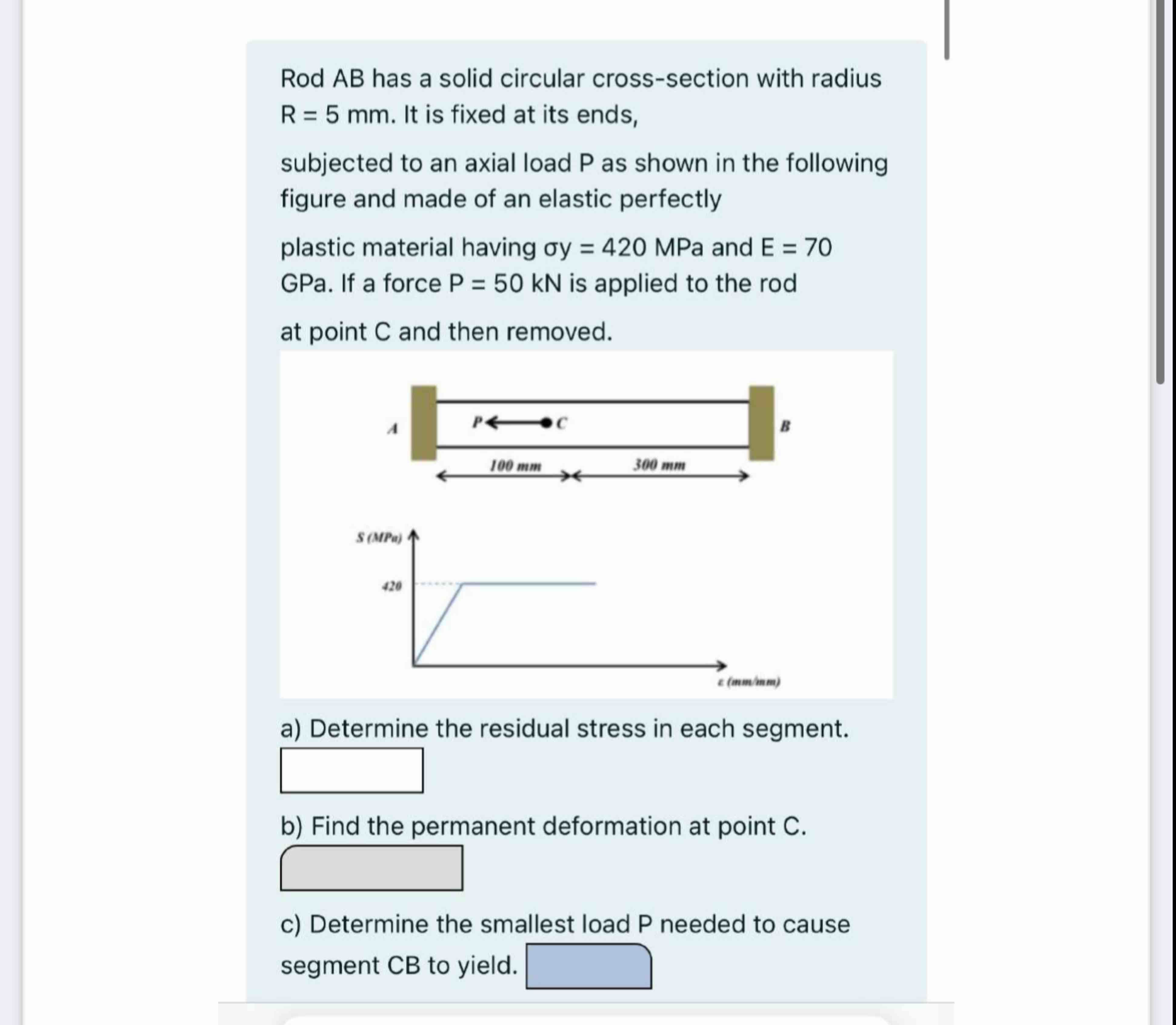 Rod \ ( A B \ ) has a solid circular cross -