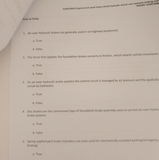 Air - over hydraulic brakes are generally used in