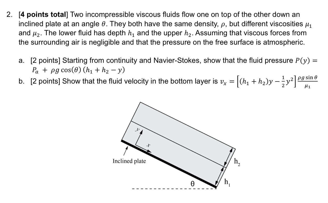 [ 4 points total ] Two incompressible viscous
