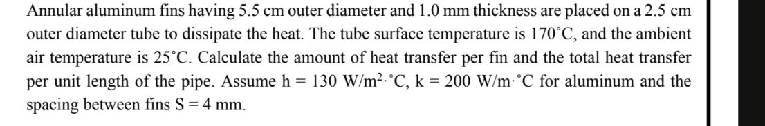 Annular aluminum fins having 5 . 5 cm outer