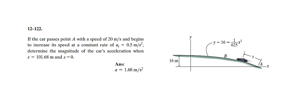 1 2 - 1 2 2 . If the car passes point A with a
