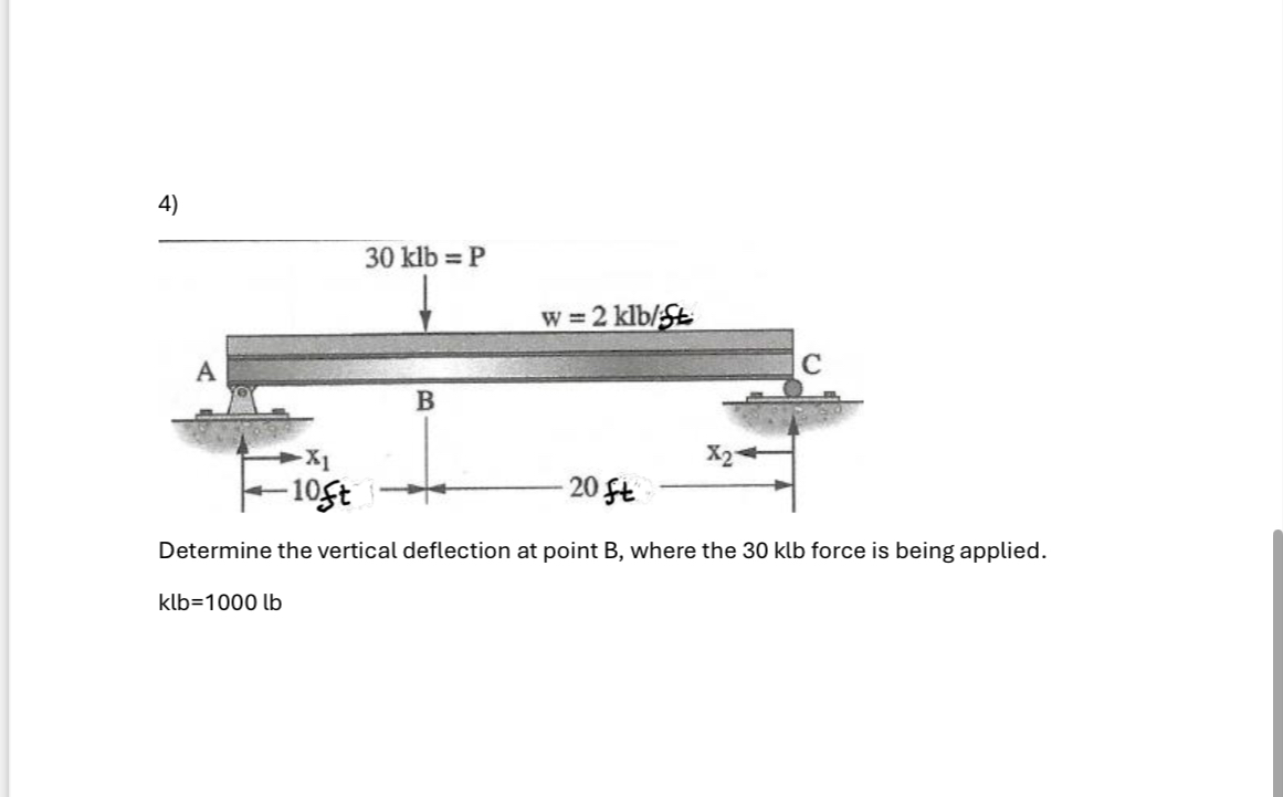 Determine the vertical deflection at point B ,