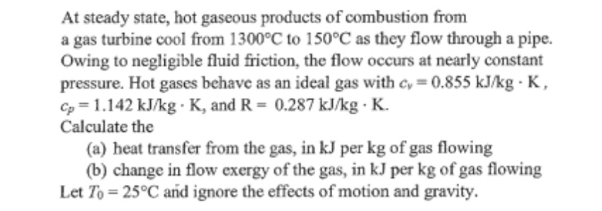 At steady state, hot gaseous products of