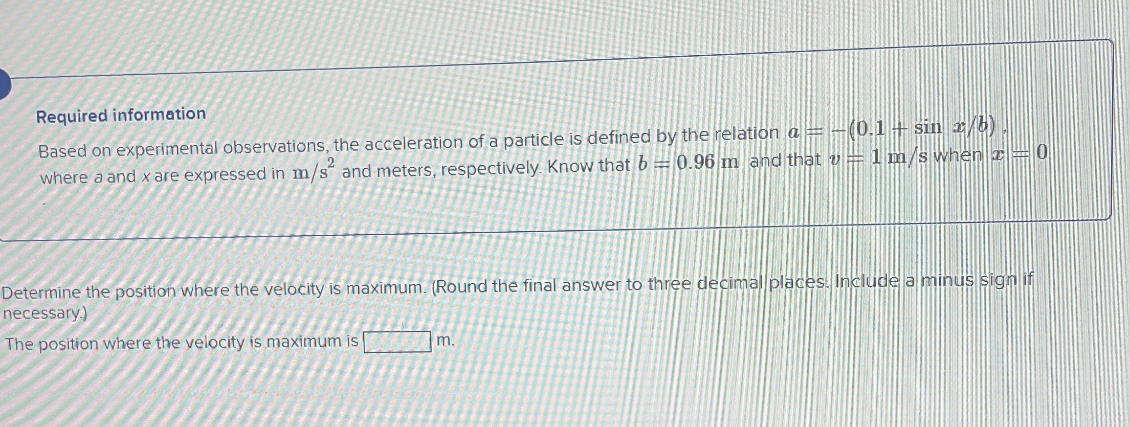 Required information Based on experimental