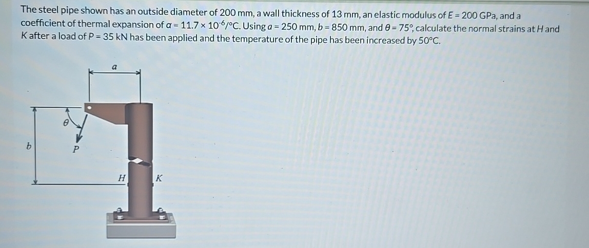 The steel pipe shown has an outside diameter of 2