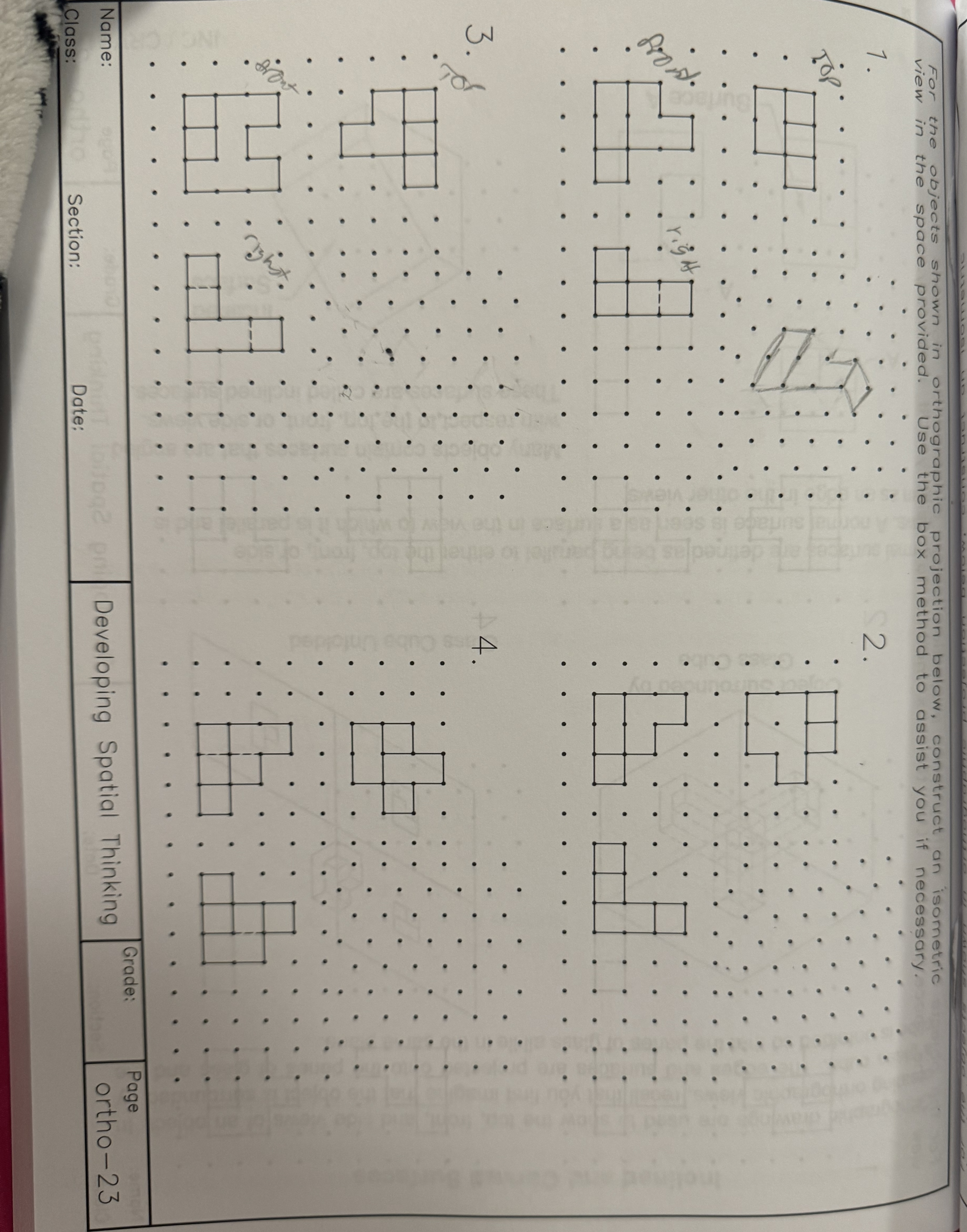For the objects shown in orthographic projection