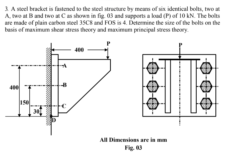 A steel bracket is fastened to the steel