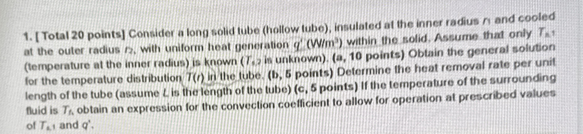 [ Total 2 0 points ] Consider a long sold tube (
