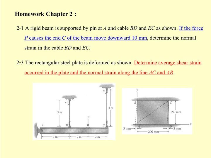 Solve both equations 2 - 1 A rigid beam is