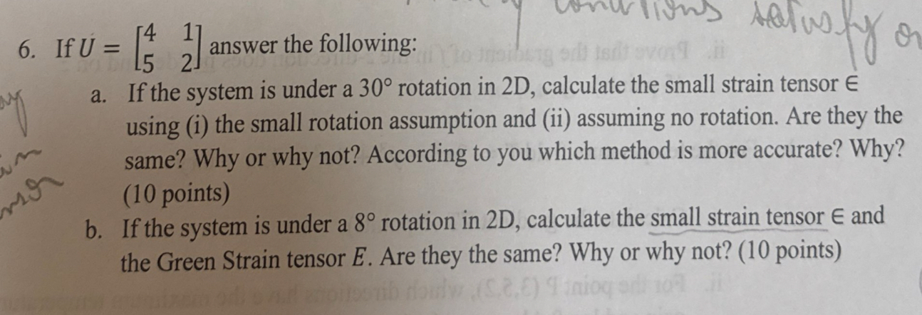 If U = [ 4 1 5 2 ] answer the following: a . If