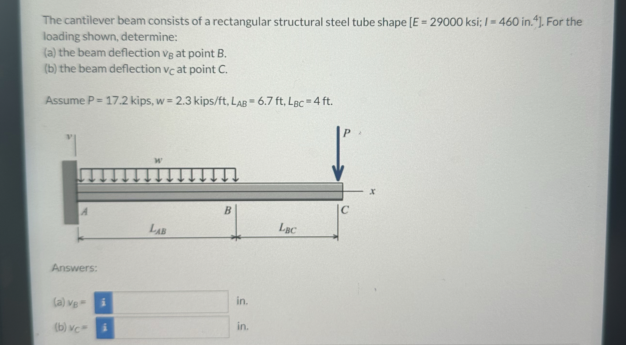 The cantilever beam consists of a rectangular
