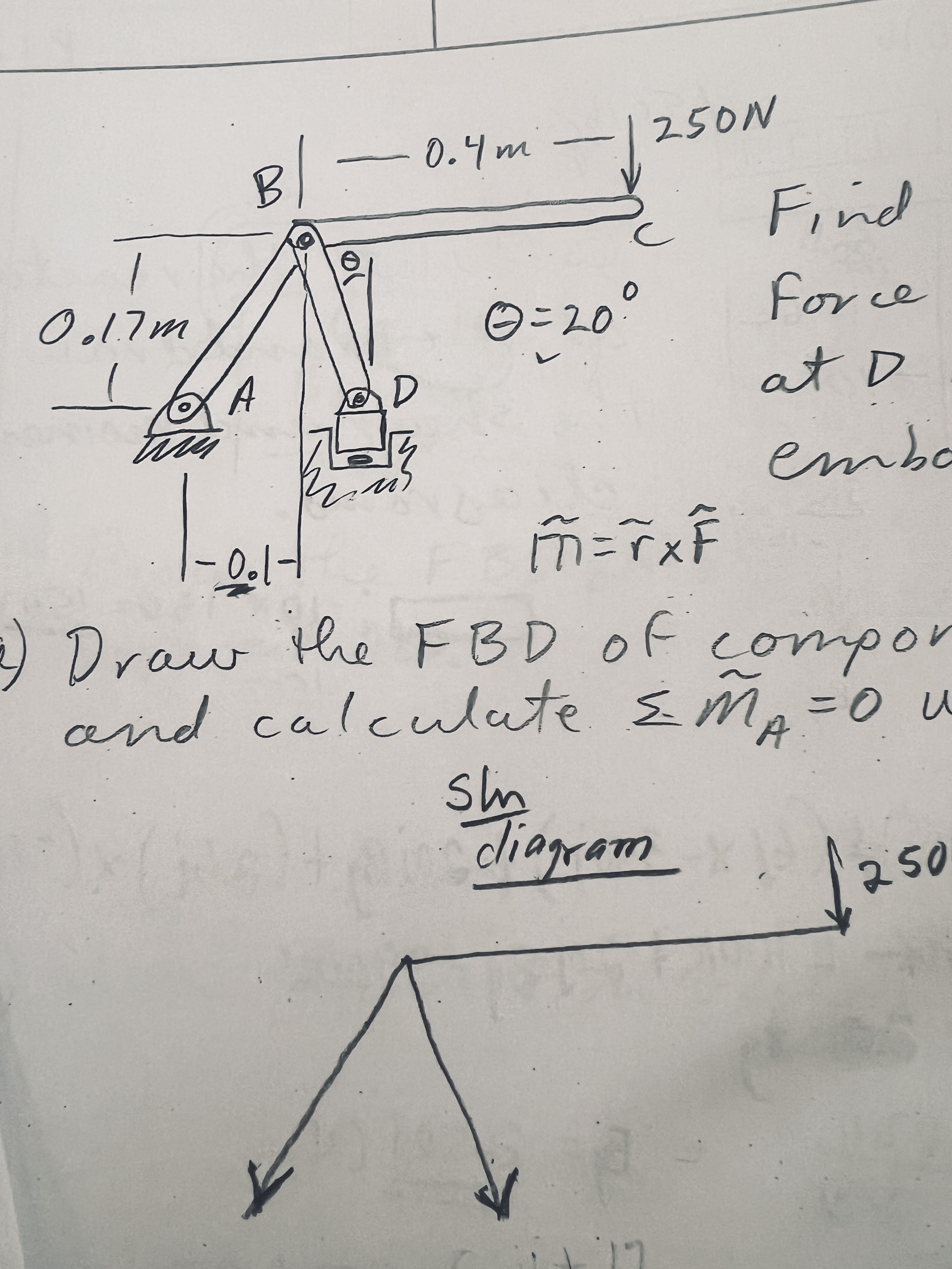 Draur the FBD of compor and calculate t i l d e (