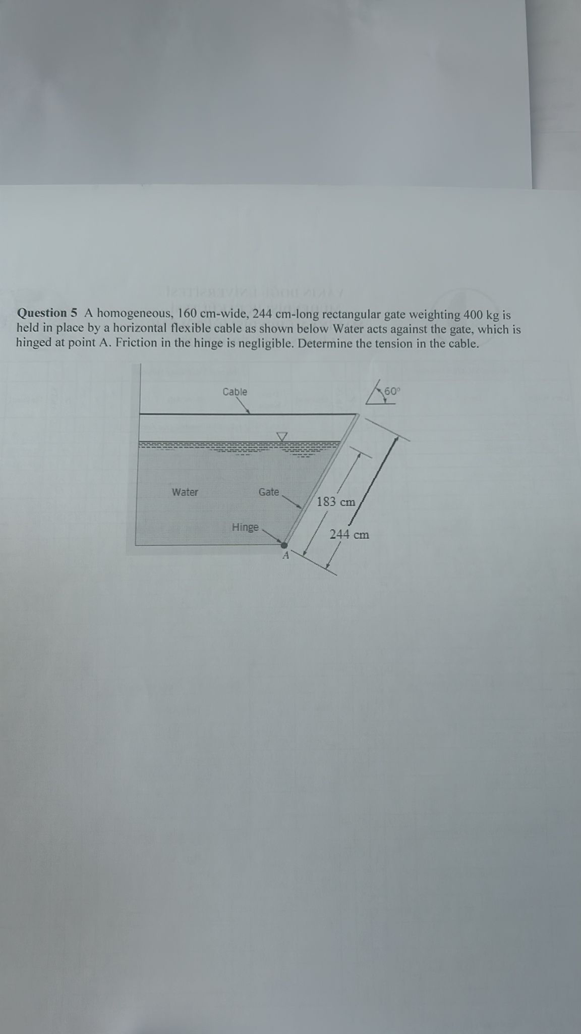 Question 5 A homogeneous, 1 6 0 cm - wide, 2 4 4