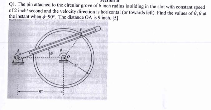 Q 1 . The pin attached to the circular grove of 6