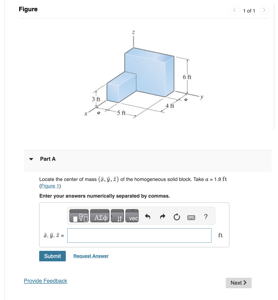 Figure Part A Locate the center of mass ( \ bar {