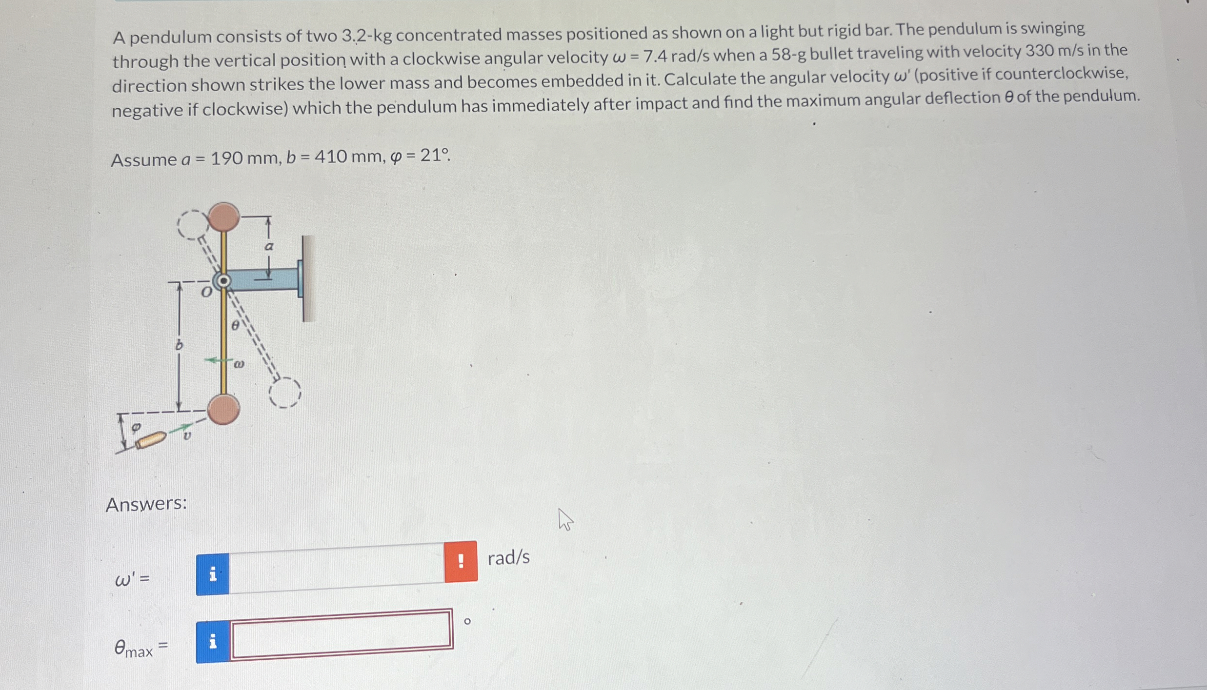 A pendulum consists of two 3 . 2 - k g