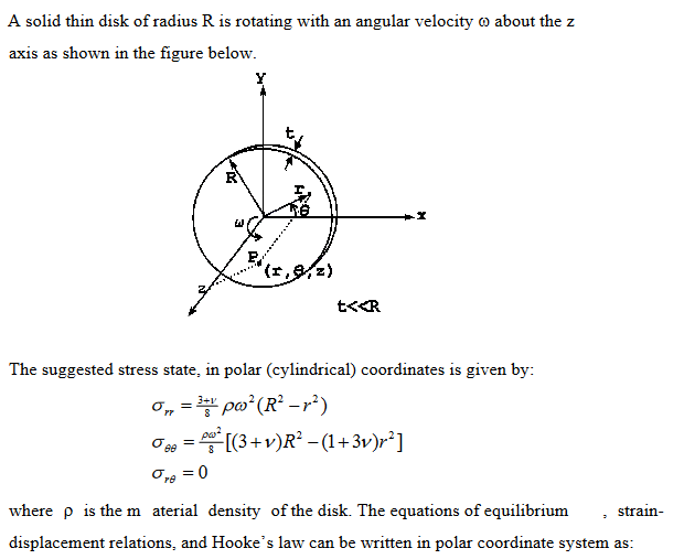A solid thin disk of radius R is rotating with an