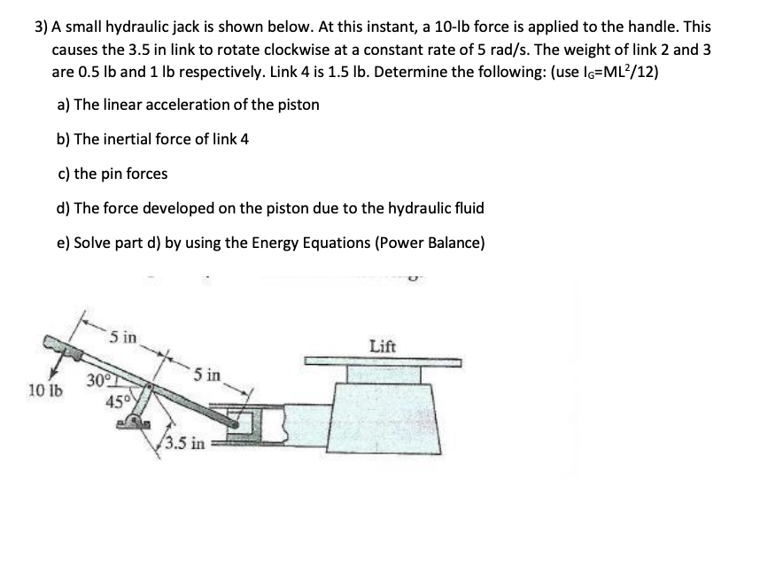 3 ) A small hydraulic jack is shown below. At