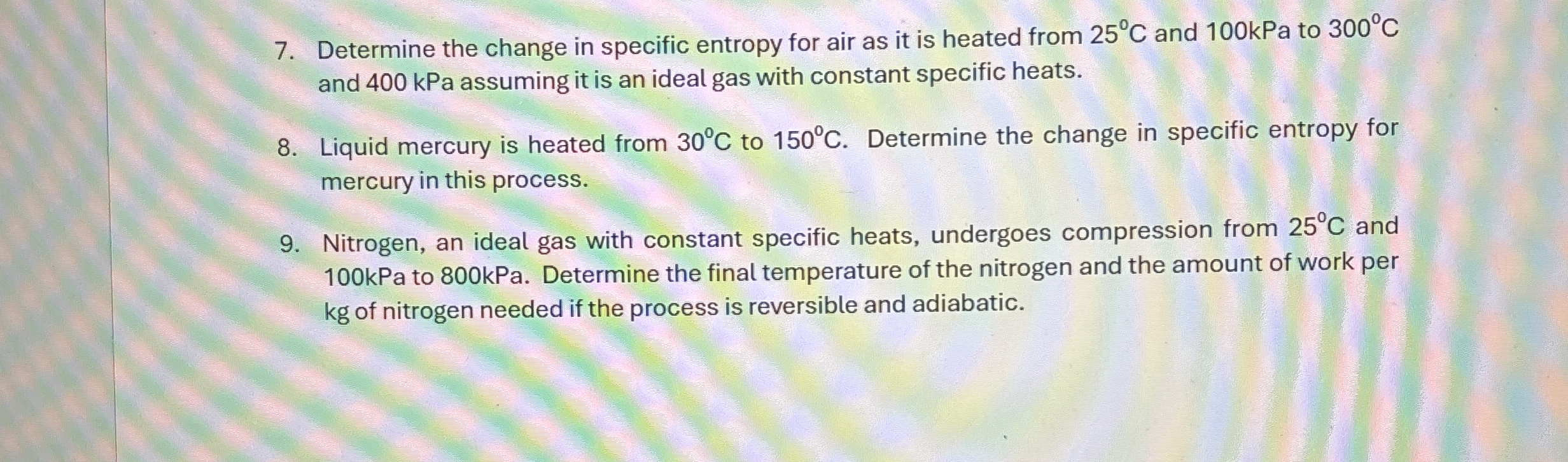 Determine the change in specific entropy for air
