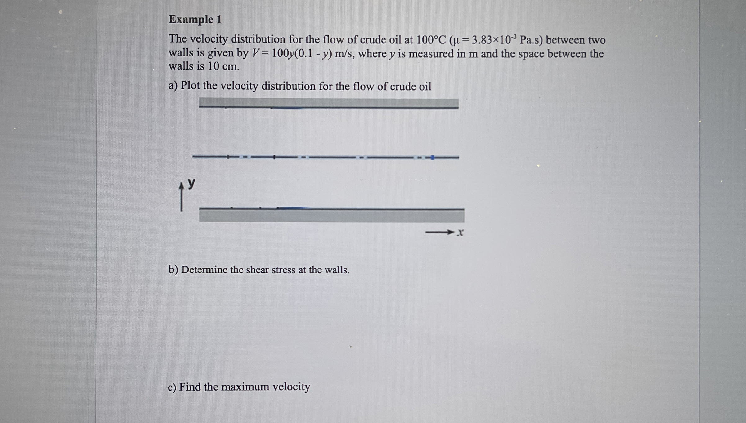 Example 1 The velocity distribution for the flow