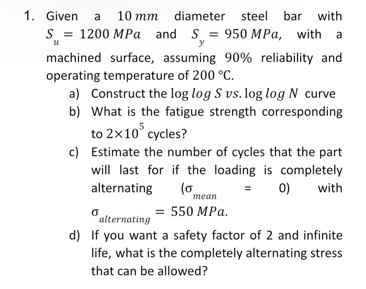Given a 1 0 mm diameter steel bar with S _ ( u )
