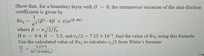 Show that, for a boundary layer with = 0 , the