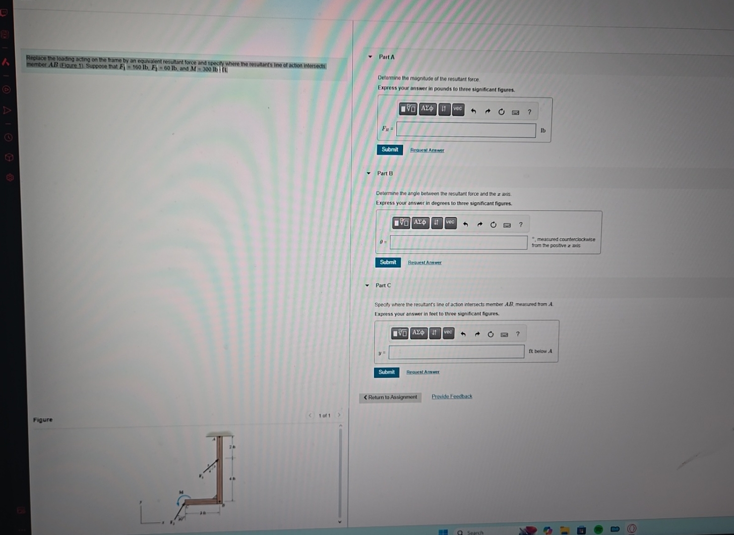 Replace the loading acting on the frame by an