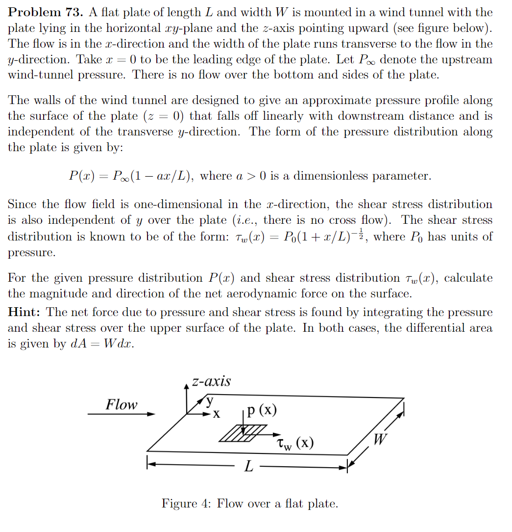 Problem 7 3 . A flat plate of length L and width