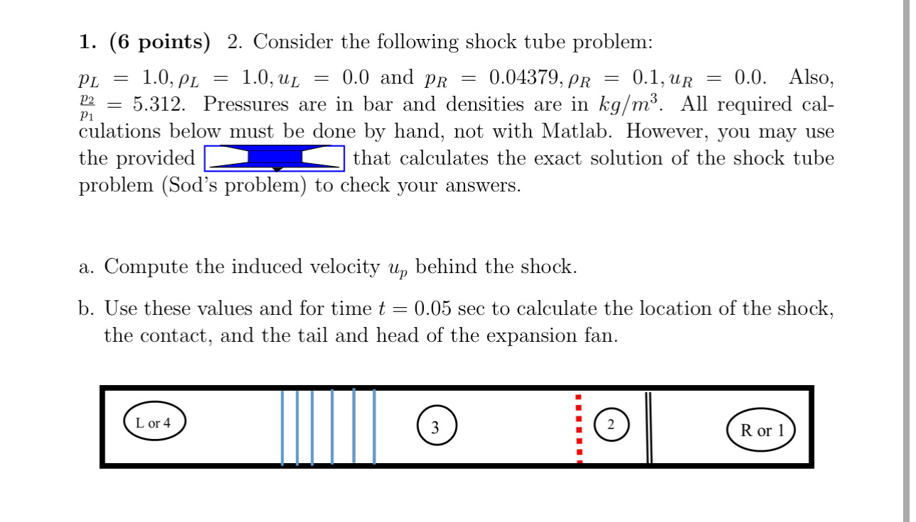 ( 6 points ) 2 . Consider the following shock
