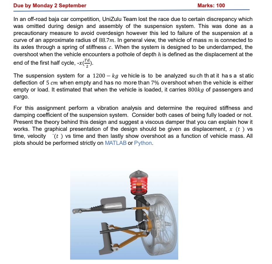 Due by Monday 2 September Marks: 1 0 0 In an off