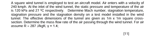 A square wind tunnel is employed to test an