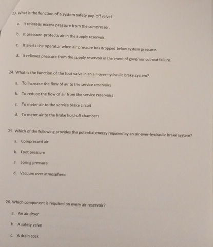 What is the function of a system safety pop - off