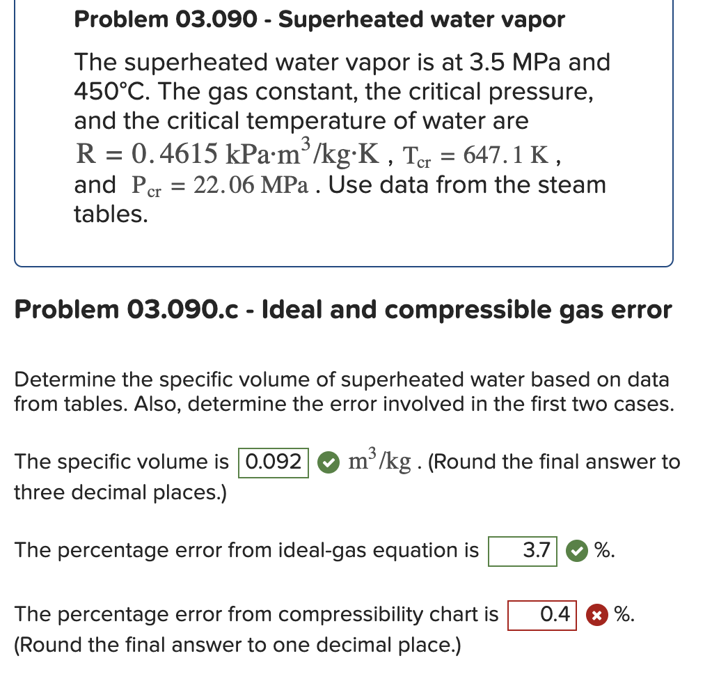 Problem 0 3 . 0 9 0 - Superheated water vapor The