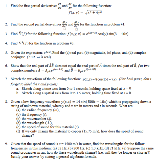 Find the first partial derivatives d e l f d e l