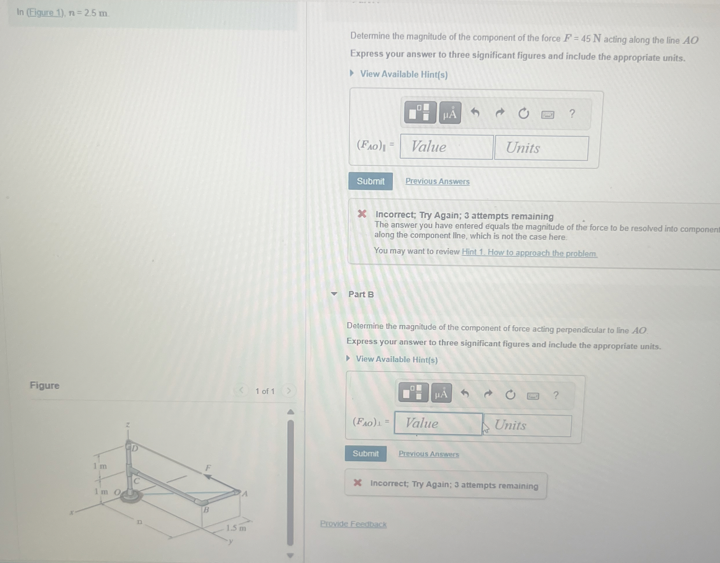 l n ( Figure 1 ) n = 2 . 5 m Part B Determine the