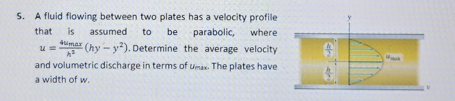 A fluid flowing between two plates has a velocity