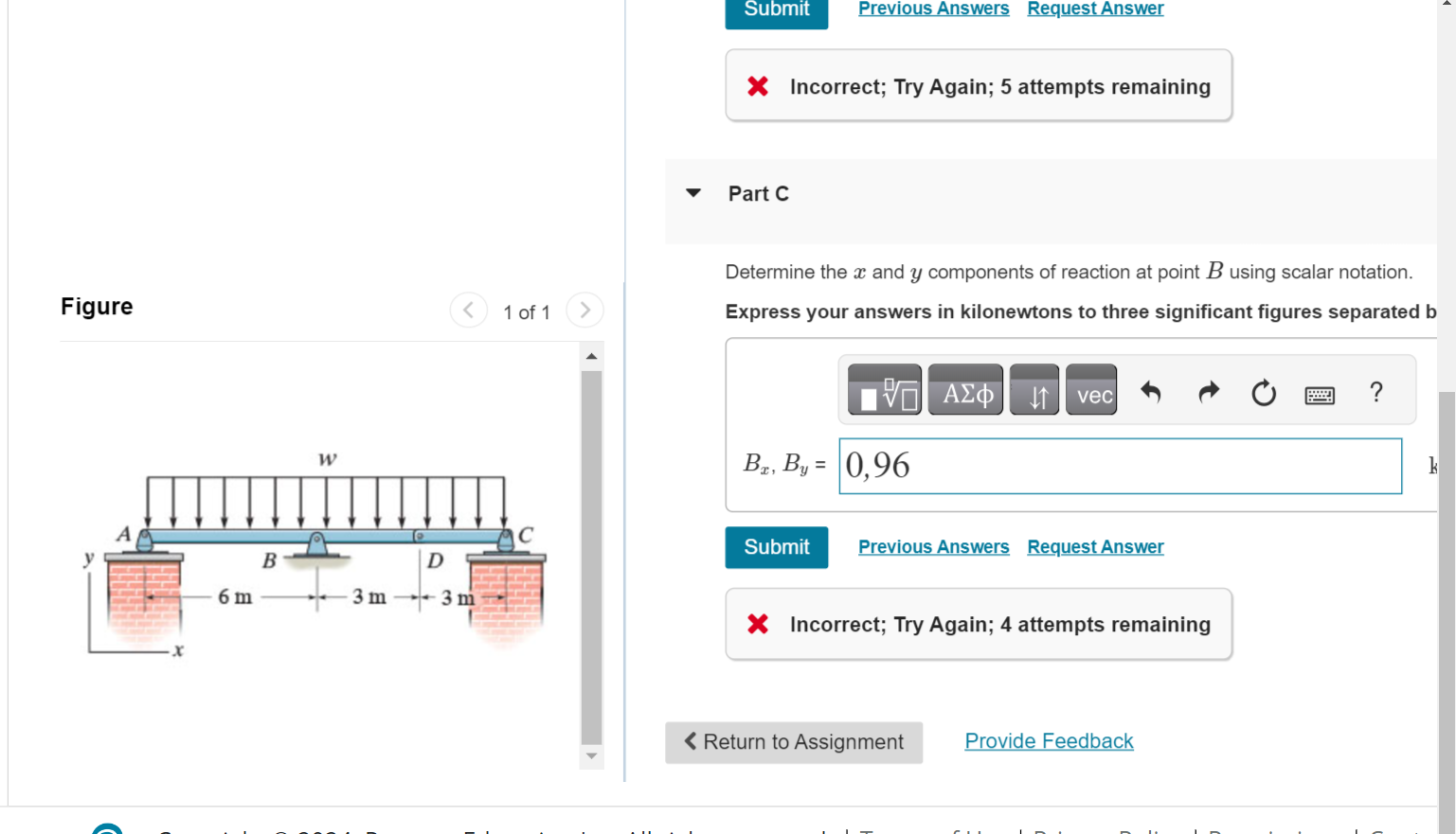 Incorrect; Try Again; 5 attempts remaining Part C
