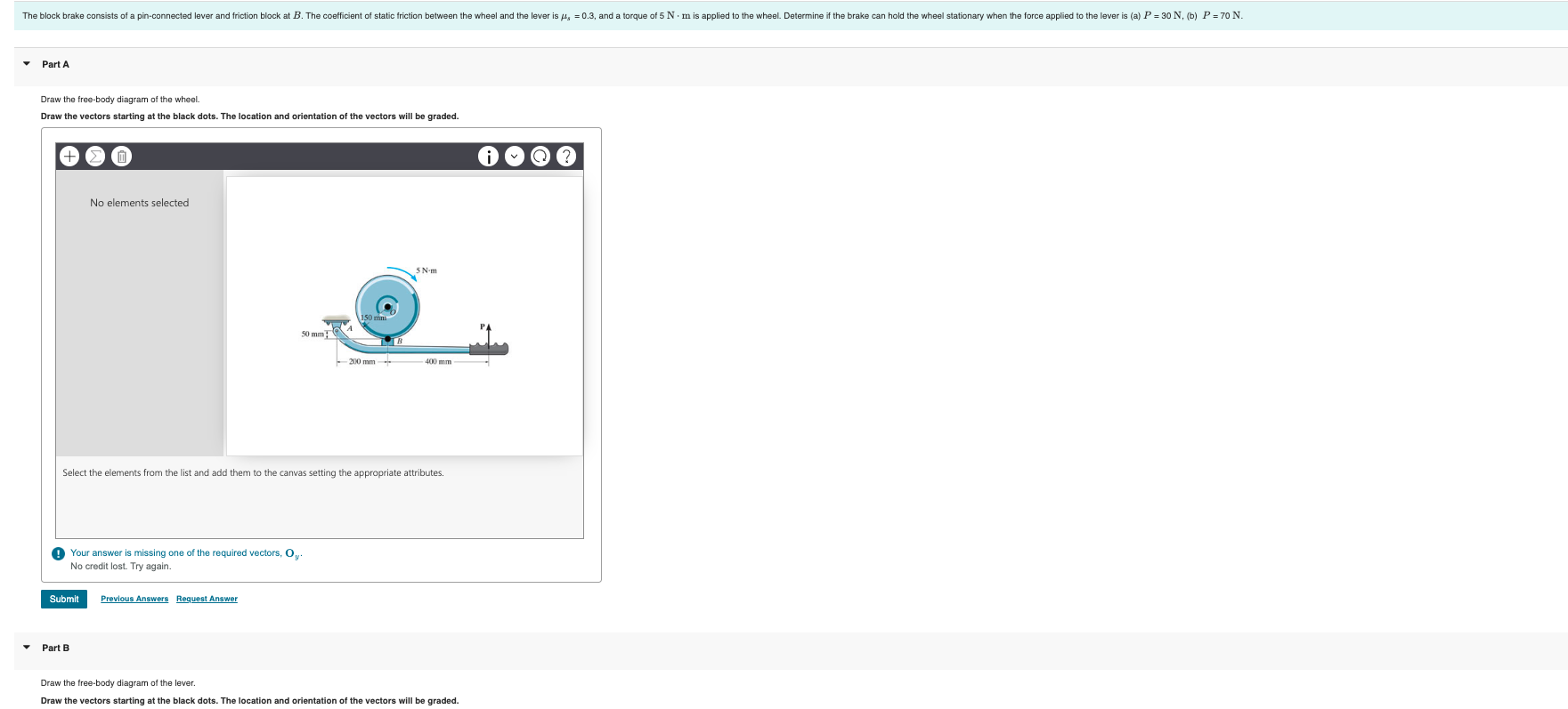 Part A Draw the free - body diagram of the wheel.