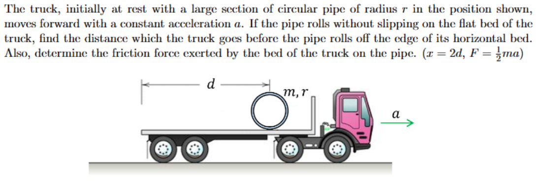 The truck, initially at rest with a large section