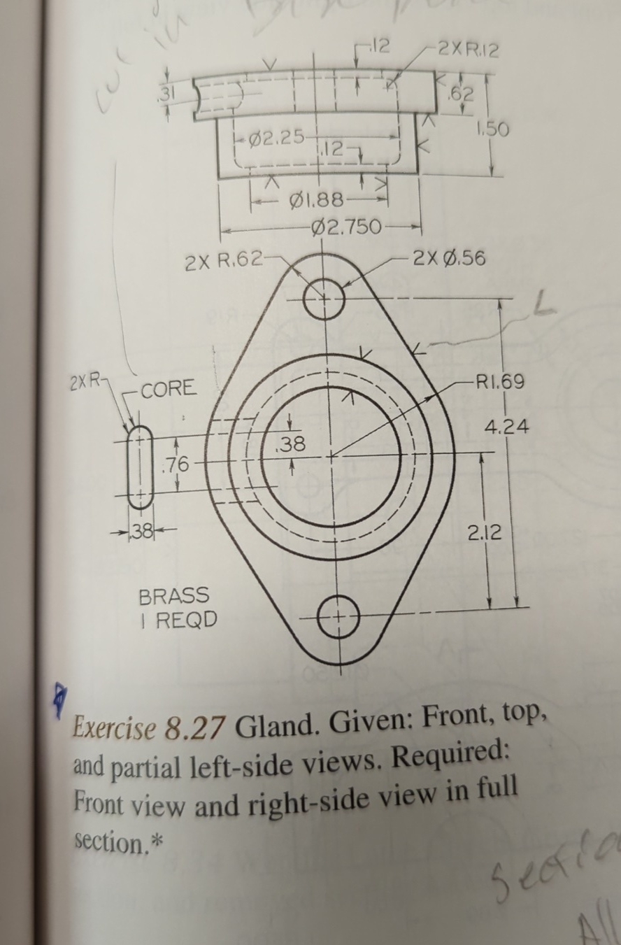 Section veiws with hatching please Exercise 8 . 2
