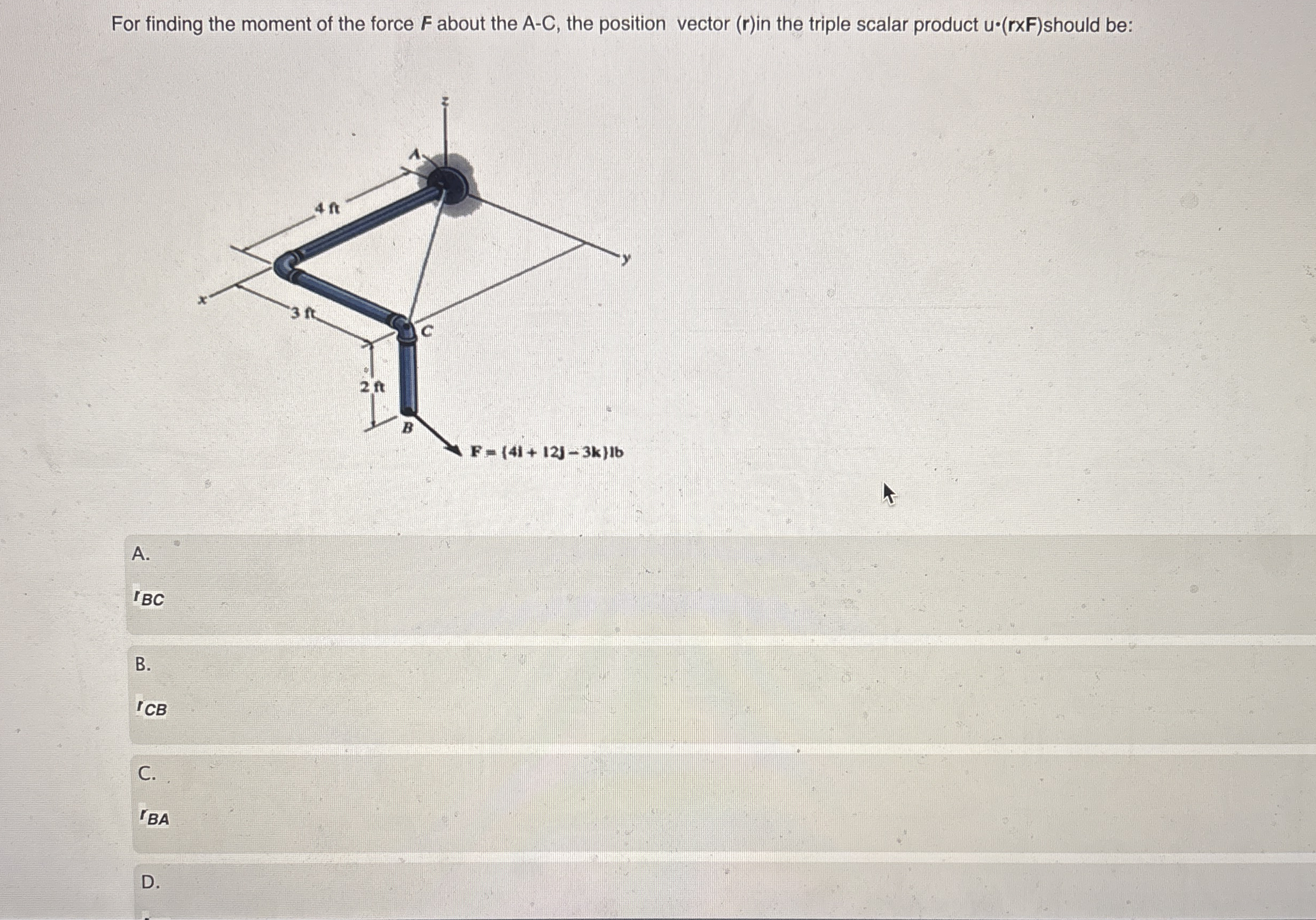 Steps for For finding the moment of the force F