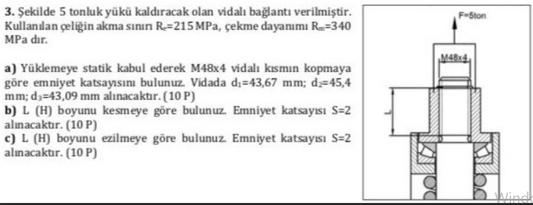 ekilde 5 tonluk y k kald racak olan vidal ba lant