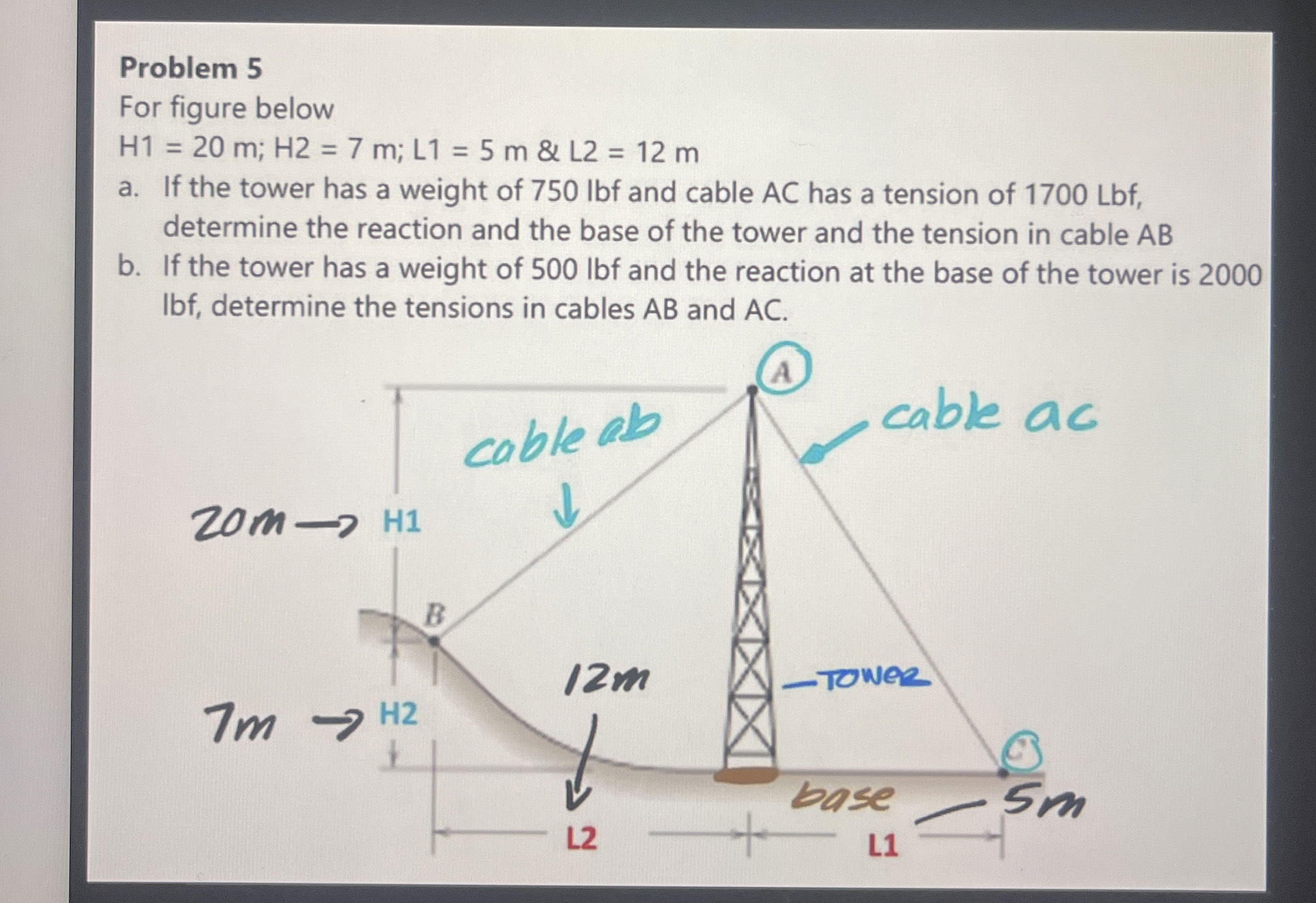 Problem 5 For figure below H 1 = 2 0 m ; H 2 = 7