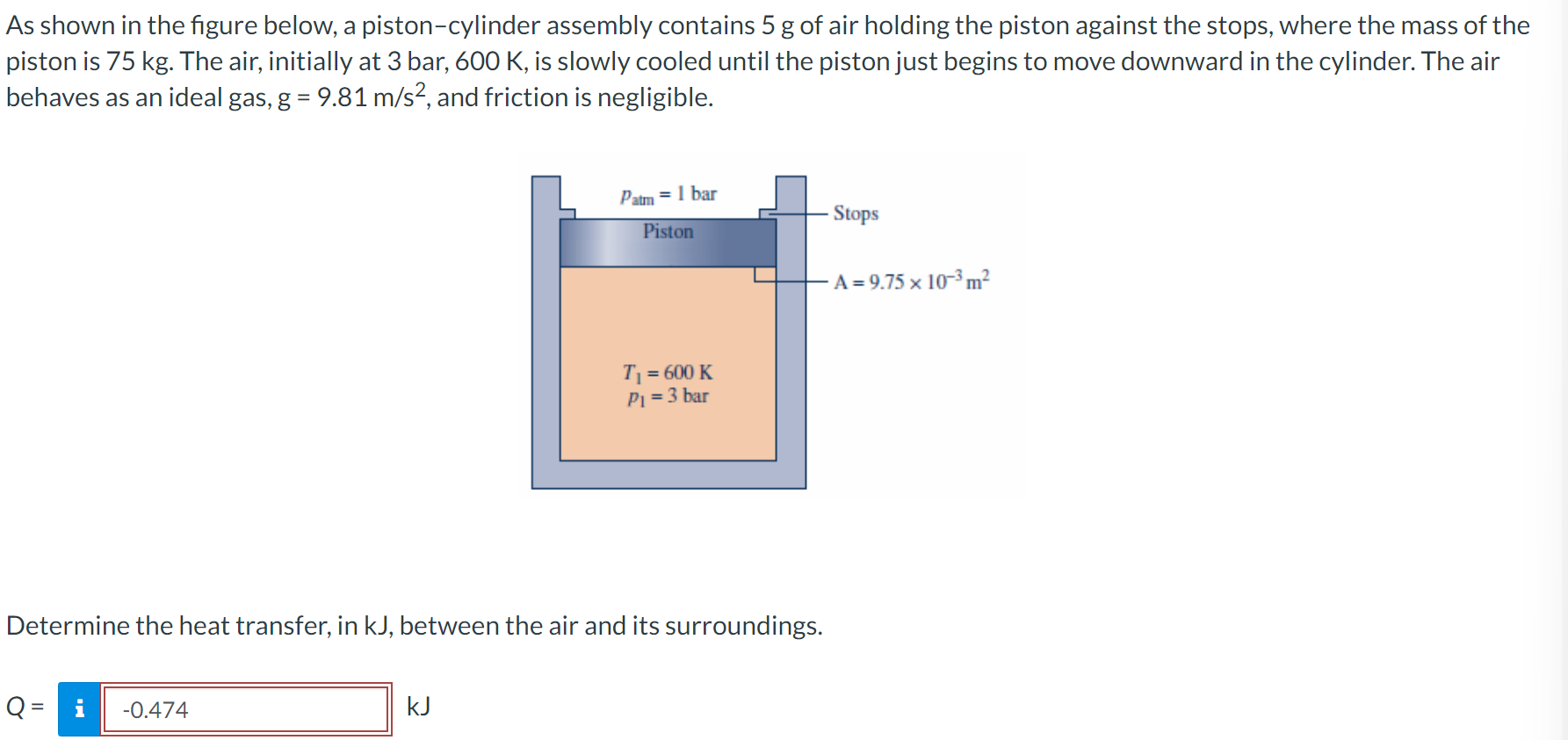 As shown in the figure below, a piston - cylinder