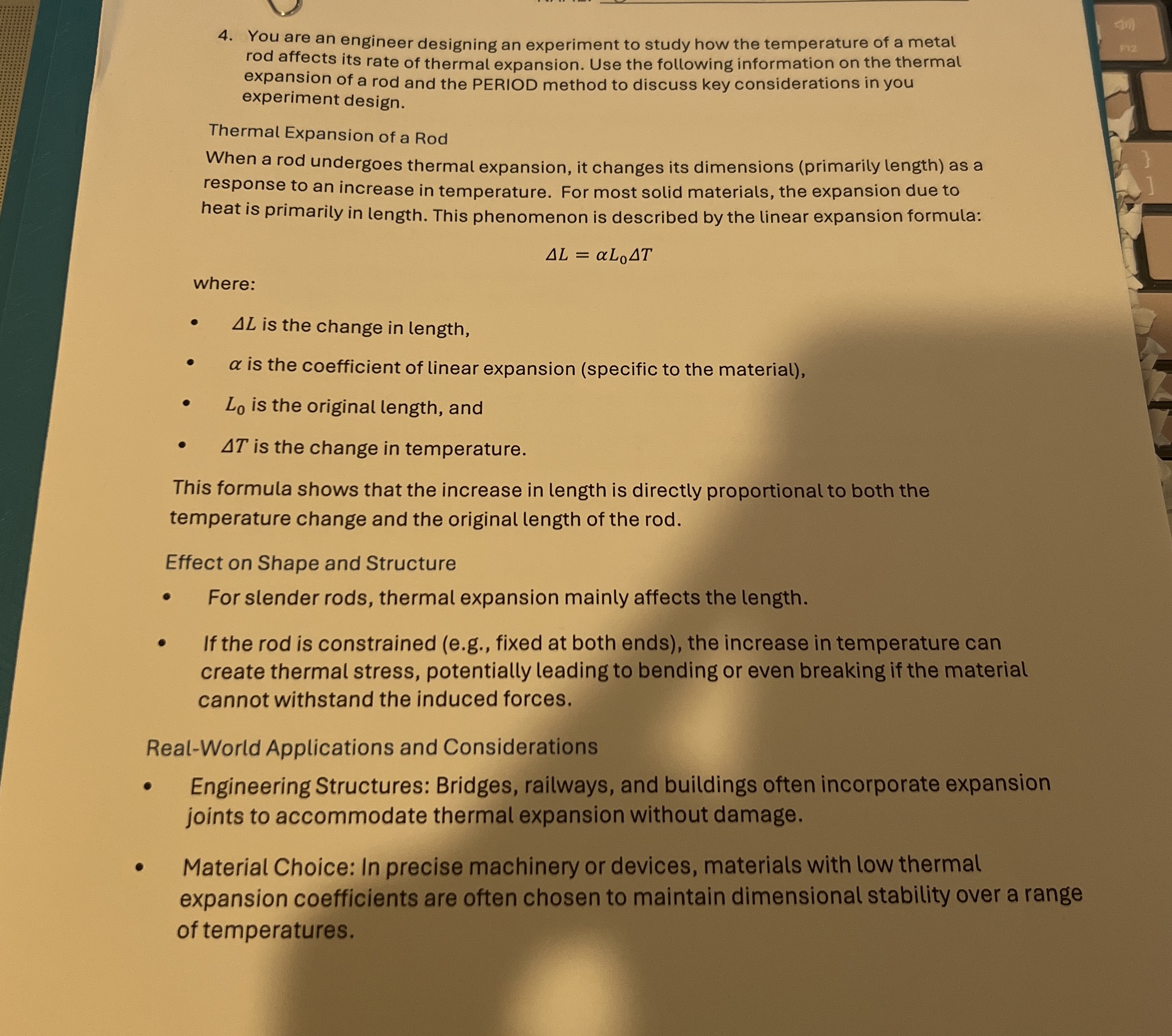 You are an engineer designing an experiment to