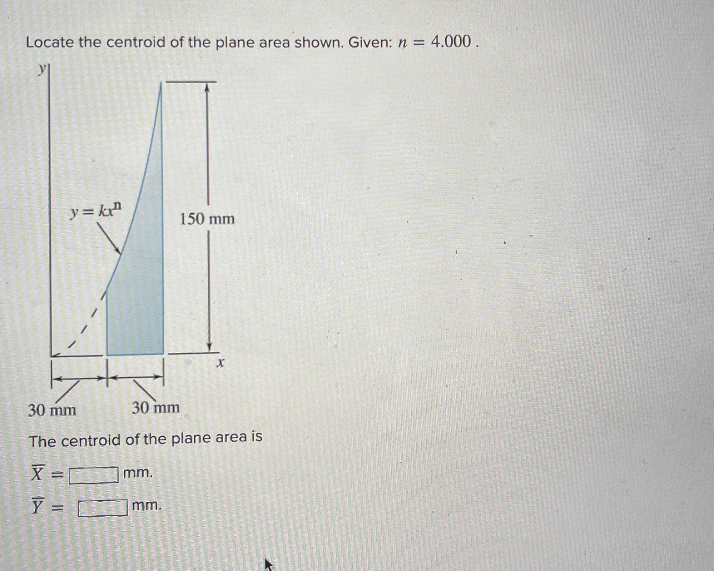 Locate the centroid of the plane area shown.